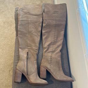 Thigh high suede boots